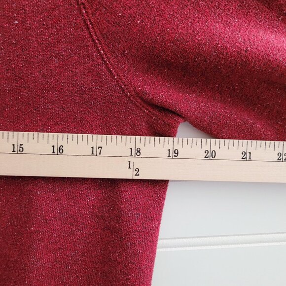 Roots Womens Quarter Zip Sweatshirt Medium Red Speckled Embroidered Logo Cuffs - Picture 6 of 12